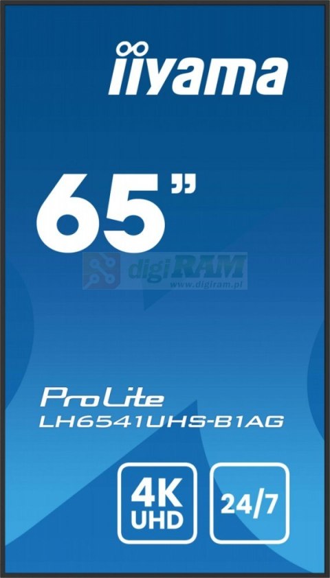 Monitor 65 cali LH6541UHS-B1AG VA,4K,24/7,LAN,USB,HDMI,500cd/m2, Haze(25%),2x10W,Pion/Poziom
