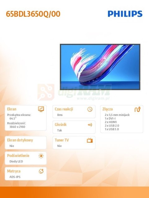 Monitor 65BDL3650Q 65 cali Public Display