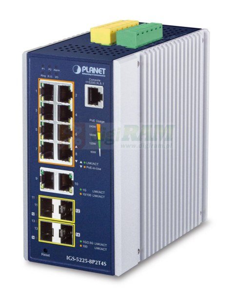 Planet IGS-5225-8P2T4S IP30 Industrial L2+/L4 8-Port
