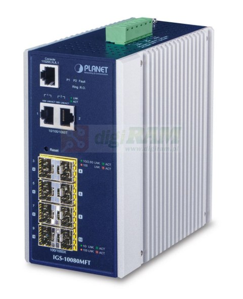 Planet IGS-10080MFT IP30 Industrial 8* 100/1000F