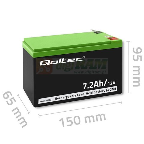 Akumulator AGM 12V | 7.2Ah | max. 108A