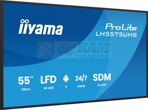Monitor 55 cali LH5575UHS-B2AG,24/7,IPS,ANDROID.11,4K, WiFi, iiSignage2, FailOver, EShare, 24/7, full daisy chain
