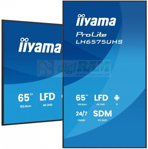 Monitor 65 cali LH6575UHS-B2AG,24/7,IPS,ANDROID.11,4K, WiFi, iiSignage2, FailOver, EShare, 24/7, full daisy chain