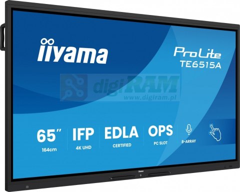 Monitor 65 cali TE6515A-B1AG IPS,4K,40pkt,550cd,DeepContrast-IR+, HDMI x2,DP,USB-C, 2 x 20W, OPS Slot x1, 5xUSB, 2xRJ45,8-Arr
