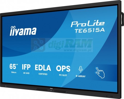Monitor 65 cali TE6515A-B1AG IPS,4K,40pkt,550cd,DeepContrast-IR+, HDMI x2,DP,USB-C, 2 x 20W, OPS Slot x1, 5xUSB, 2xRJ45,8-Arr