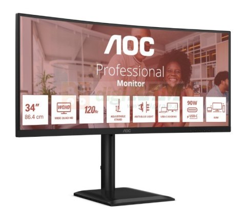 Monitor CU34E4CV 34 cale 120Hz Curved VA HDMIx2 DP RJ45 HAS Głośniki