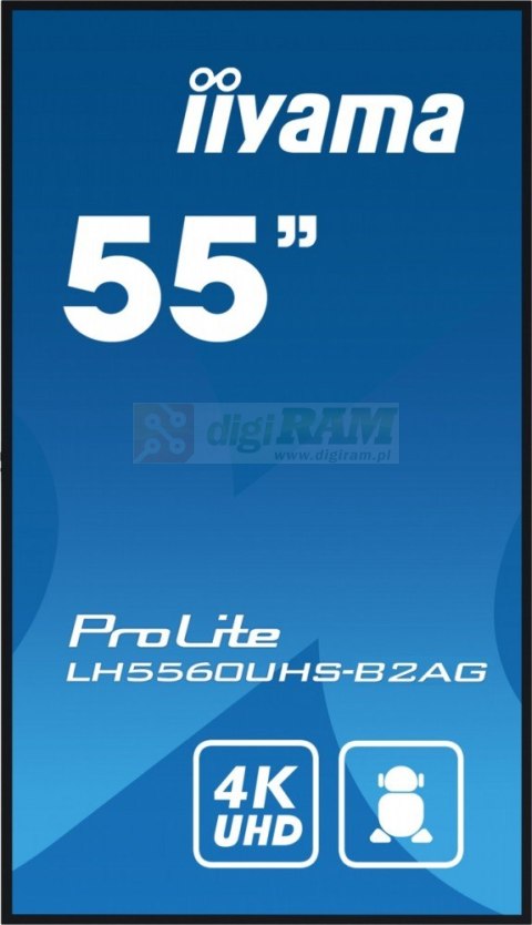 Monitor wielkoformatowy 55 cali LH5560UHS-B1AG matowy 24h/7 500(cd/m2) VA 3840 x 2160 UHD(4K) Android.11 Wifi CMS(iiSignage2), U