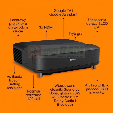 Projektor EH-LS670B 3LCD KD 4KUHD/3600L/5m:1/16:9/czarny