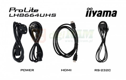 Monitor 86 cali LH8664UHS-B3AG 24/7,IPS,ANDROID 14,4K,2xHDMI,RJ45, 2xUSB,WiF,iUSB-C(DP-Alt),2x16W, iiSignage? (CMS), iiContro