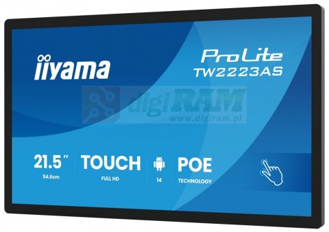 Monitor 21.5 cala ProLite TW2223AS-B3P POJ.10PKT.24/7,ANDROID14, 450 cd/m2, USB-C, 2x2W, RJ45, 3xUSB, iiSignage