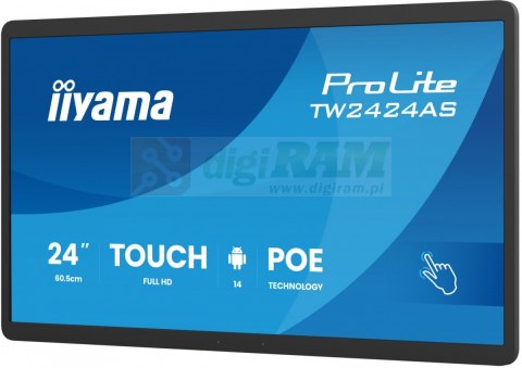Monitor 23.8 cala ProLite TW2424AS-B3P POJ.10PKT.24/7,ANDROID14, IPS, USB-C, 2x5W, RJ45,dubbele microfoon, antireflectiecoatin