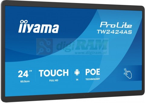 Monitor 23.8 cala ProLite TW2424AS-B3P POJ.10PKT.24/7,ANDROID14, IPS, USB-C, 2x5W, RJ45,dubbele microfoon, antireflectiecoatin