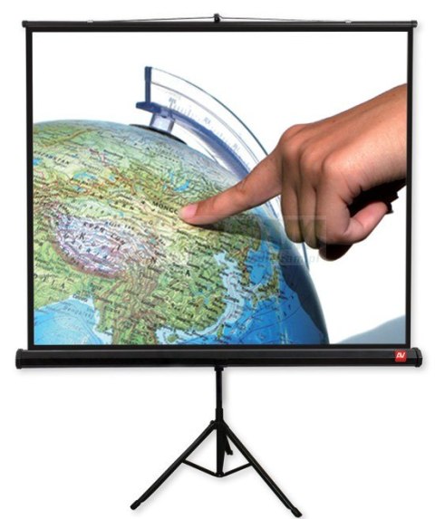 Ekran na statywie Tripod PRO 180 (1:1, 180x180cm, Matt White, czarne ramki)