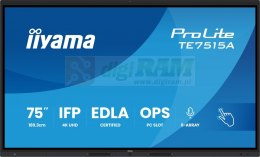 Monitor interaktywny 75 cali TE7515A-B2AG, VA,4K,40pkt,550cd,DeepContrast-IR+, HDMI x2,DP,USB-C, 2 x 20W, OPS Slot x1, 5xUSB,