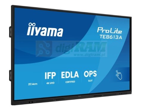 Monitor interaktywny 86 cali TE8613A-B2AG INFRARED,40pkt,IPS,4K,7H,500cd/m2, WiFi,USB, ANDROID 14, Google EDLA,2x20W, UCHWY