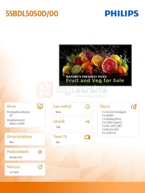 Monitor 55BDL5050D 55 cali