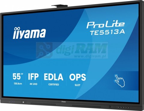 Monitor 55 cali ProLite TE5513A-B3AG INFRARED,40pkt,IPS,4K,500cd,1200:1,8ms WiFi,USB, ANDROID 14, Google EDLA,2x20W, uchwyt ści