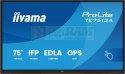 Monitor 75 cali TE7513A-B3AG INFRARED, 40pkt, IPS, 4K, 500cd, 1200:1, WiFi, USB, ANDROID 14, Google EDLA, 2x20W, uchwyt ścienny
