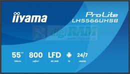 Monitor profesjonalny 55 cali LH5566UHSB-B1AG 4K, VA, A14, 800cd, 5000:1, 6,5ms, 2xHDMI, USB-C, RJ45, 2xUSB, 2x10W, WiFi, iiS
