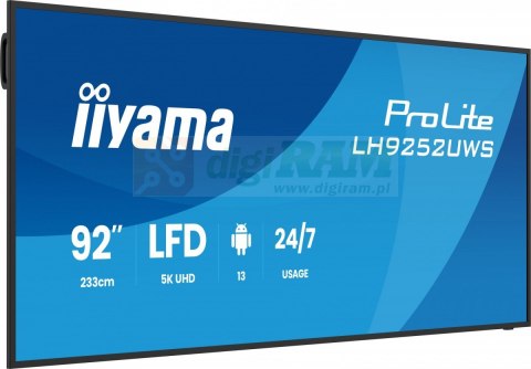 Monitor wielkoformatowy 92 cale LH9252UWS-B1AG 21:9(5K),24/7,IPS,DP,HDMI,500cd,5000:1,6.5ms